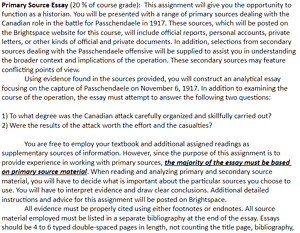 Primary source essay about Battle of Passchendaele in 1917