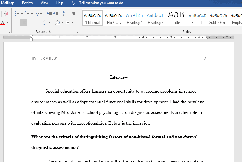 Interview a school psychologist about diagnostic assessments Interview a school psychologist about diagnostic assessments