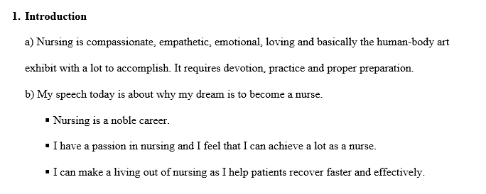  Speech outline about nursing