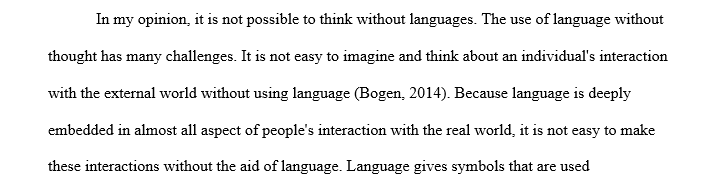 The relationship between language and thinking
