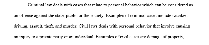 Difference between Criminal Law and Civil Law