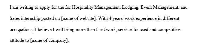 Internship in Hospitality Management