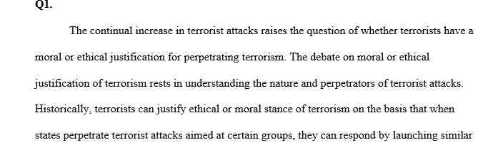 Terrorism in ethical and moral terms