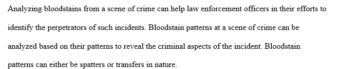 Types of bloodstains patterns