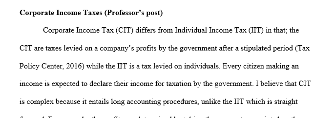 Corporate income taxes