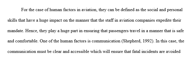 Definition of human factors in aviation