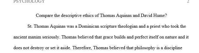 Descriptive ethics of Thomas Aquinas and David Hume