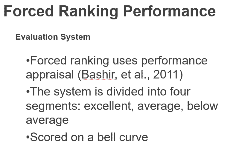 Forced ranking performance evaluation system