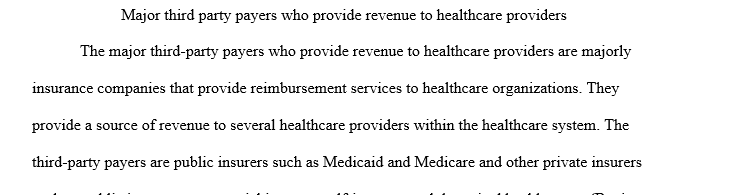Major third-party payers who provide revenue to healthcare providers