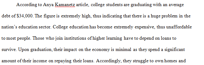 How does the topic of the student loan crisis bridge the problems in the education system and problems with work/the economy?