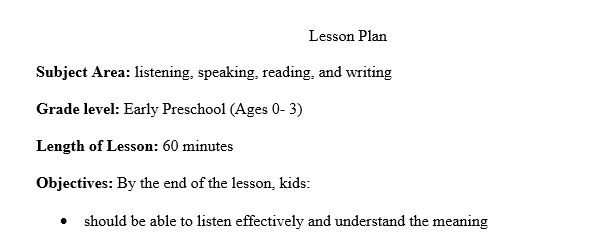 Lesson plan for listening