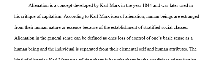 Marx’ notion of alienation