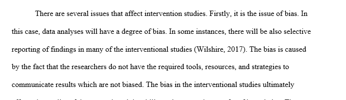 Possible problems or issues that could Affect intervention Studies
