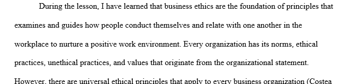 Reflect on business ethics