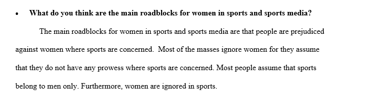 Roadblocks for women in sports and sports media