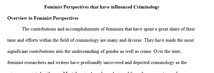 The contribution of feminism to criminology