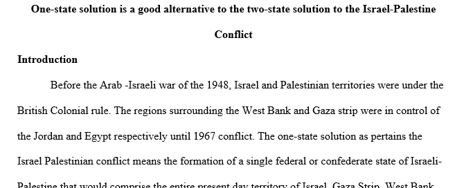 [Solved] Two-state solution to the Israeli-Palestinian conflict