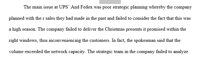 UPS’ And Fedex’s Strategic Planning