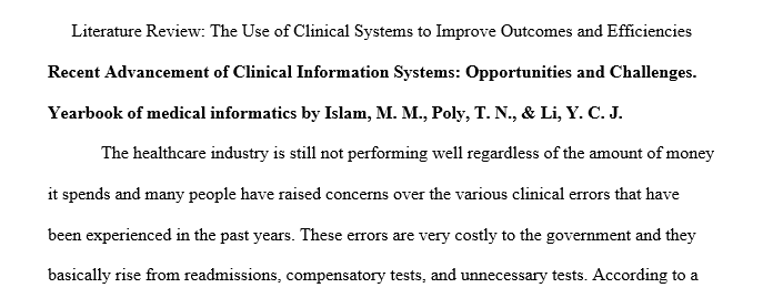 Use of clinical systems