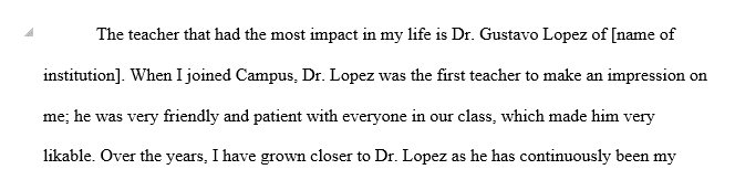 A Memoir about the Impact of a Teacher