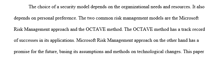 Comparison of the OCTAVE Method of Risk Management to the Microsoft Risk Management