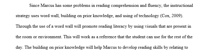 Create one academic goal specific to Marcus' needs