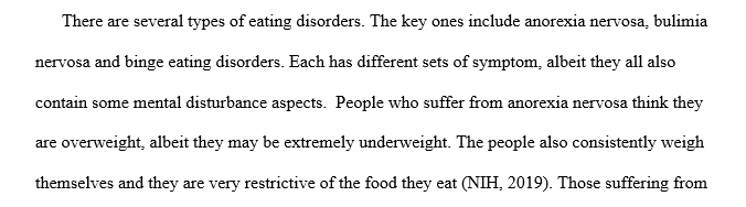 Definitions and symptoms of eating disorders