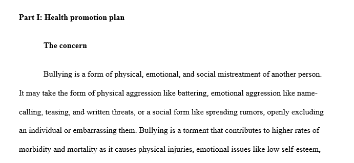 Develop a health promotion plan