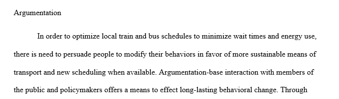 Develop policy for optimizing bus and local train schedules to minimize energy use