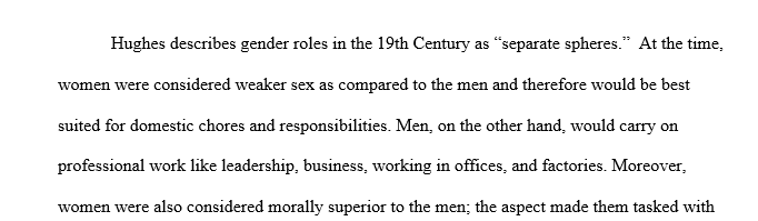 Discuss Hughes description of 19th-century gender roles
