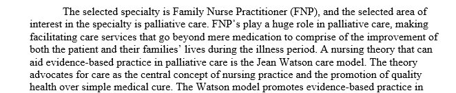 Nursing theory applied to evidence based practice