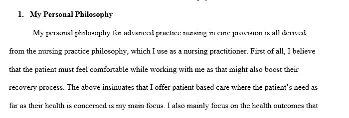 Philosophy of advanced practice nursing in primary care