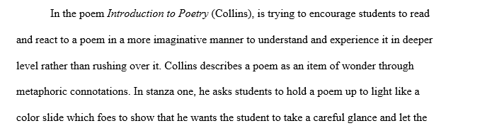 Collins’s poem is describing students who are reading a poem