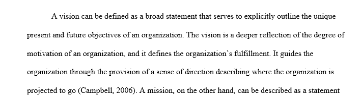 Conduct research to locate the vision and mission statements for a law enforcement