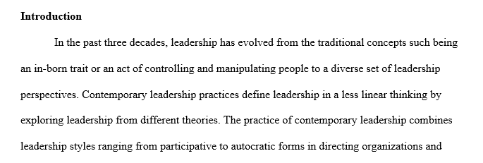 Contemporary Leadership Practices