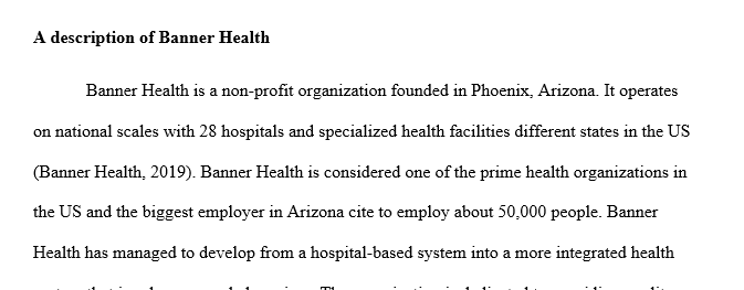 Describe the health care organization or network.