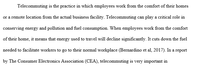 Describe the impact of telecommuting on energy conservation