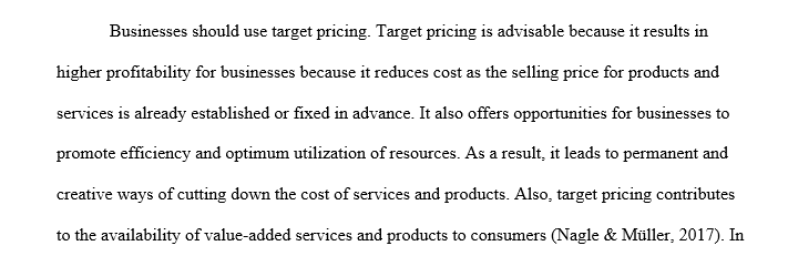 Do you think target pricing can only be used for manufactured goods