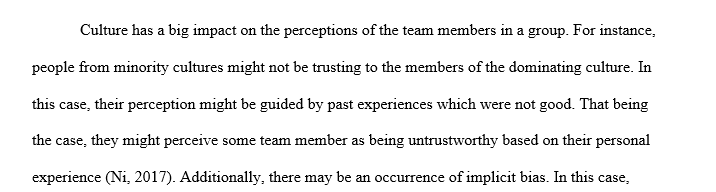 Explain how culture can affect perceptions of team members in a group