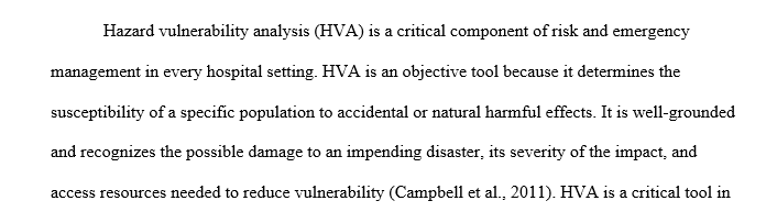 How a Hazard Vulnerability Analysis is used in developing an emergency management program