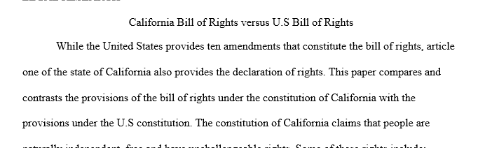 List the provisions of your state's declaration or bill of rights