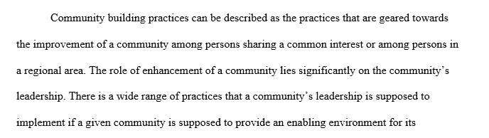 Provide an overview of community building practices