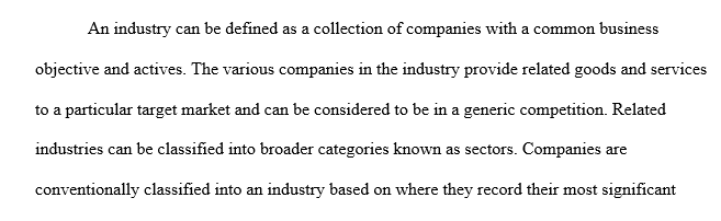 Select an industry and describe the goods or services this industry produces