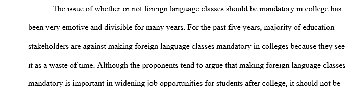 Should Foreign Language Classes Be Mandatory in College