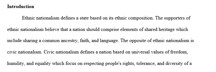 The argument for civic nationalism and Muller’s argument for ethnic nationalism
