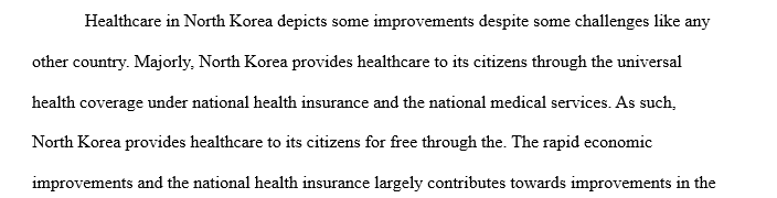 Write up how healthcare system works in north korea