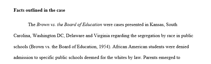 A 500 word case brief on Brown V. Board of Education
