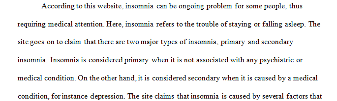 Annotated Bibliography on Insomnia