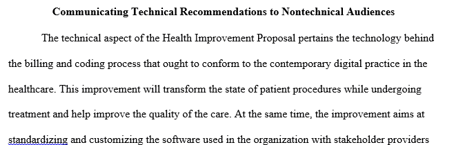 Describe one or more of the key technical aspects of your Health Information Improvement Proposal.