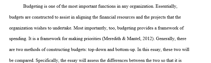 Describe the differences between the top-down and bottom-up budgeting processes